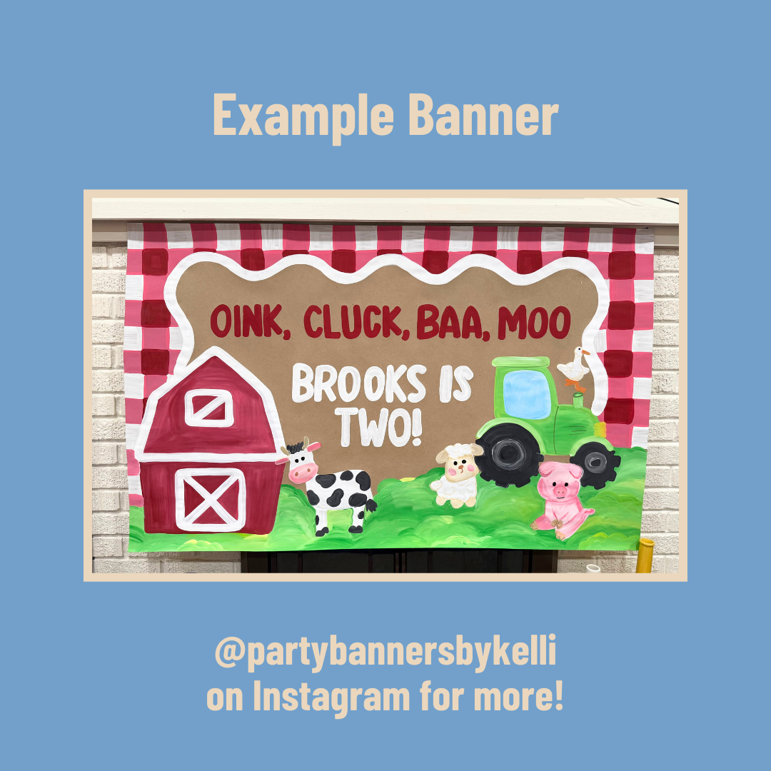 Oink Cluck Baa Moo Birthday Banner Templates (Red Gingham Farm)