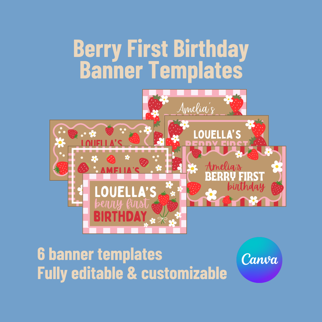 Berry First Birthday Banner Templates