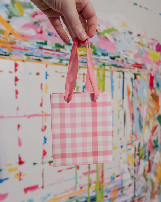 Mini Pink Gingham Gift Bag