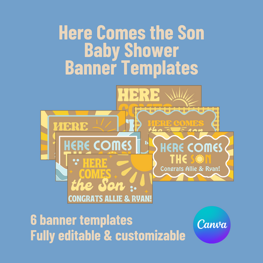 Here Comes the Son Baby Shower Banner Templates
