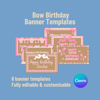 Bow Birthday Banner Templates