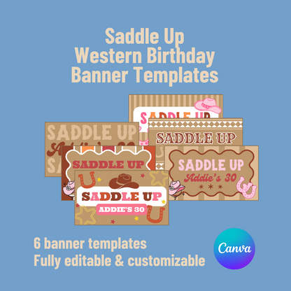 Saddle Up Western Birthday Banner Templates