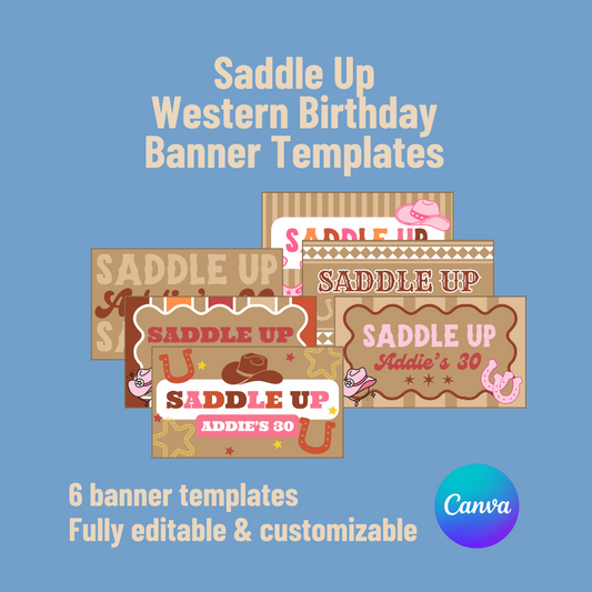 Saddle Up Western Birthday Banner Templates