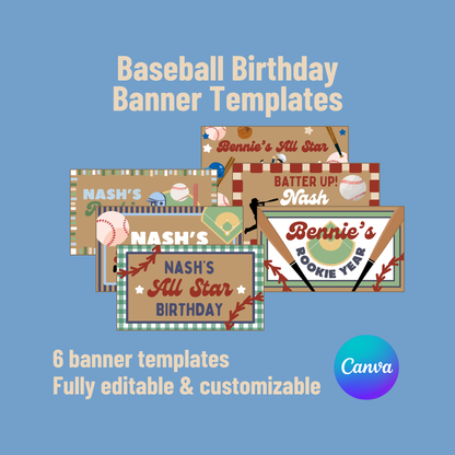 Baseball Birthday Banner Templates