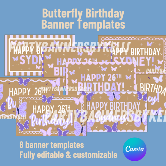 Butterfly Birthday Banner Templates