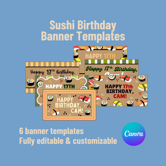 Sushi Birthday Banner Templates