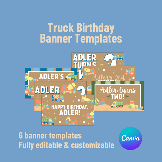 Truck Birthday Banner Templates