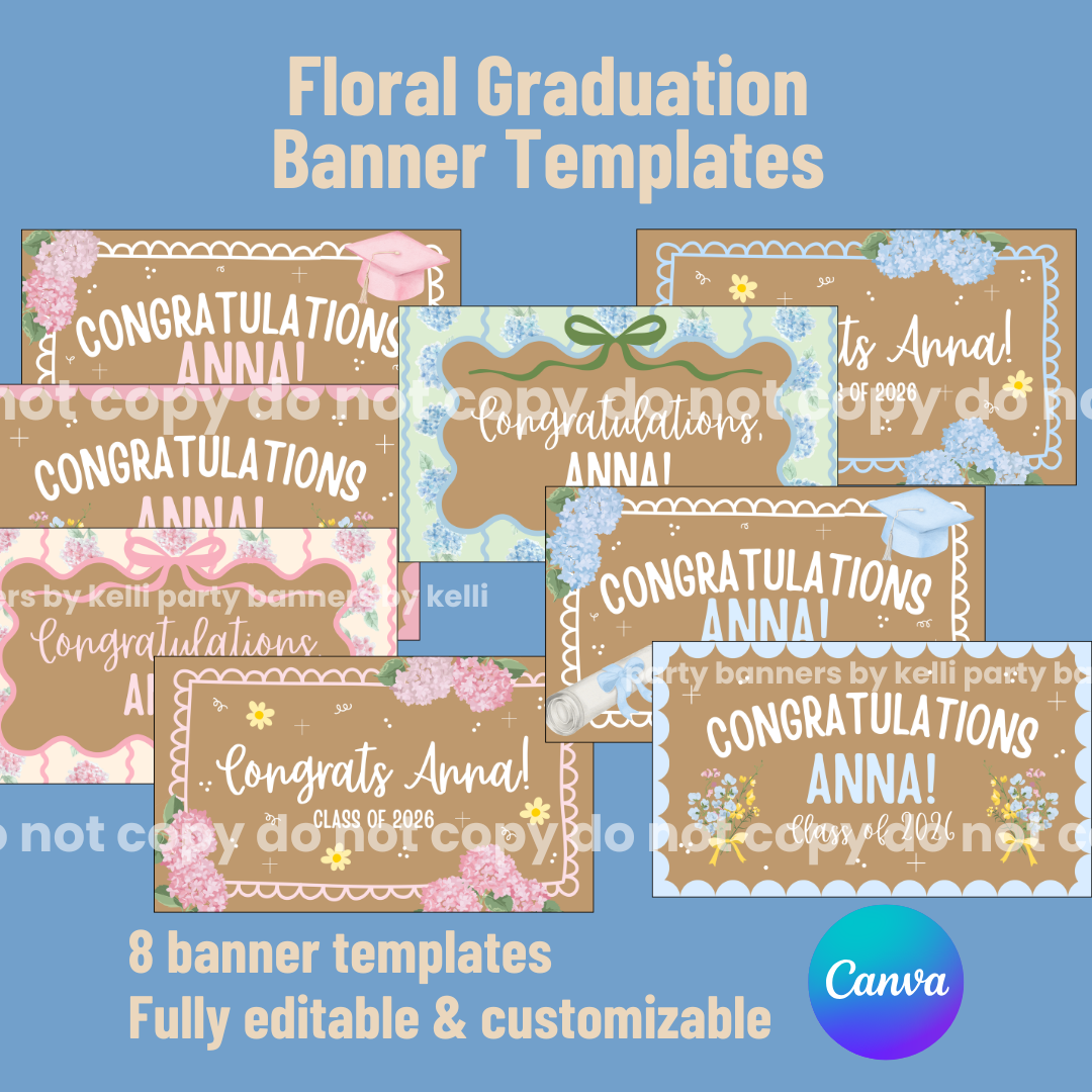 Floral Graduation Banner Templates