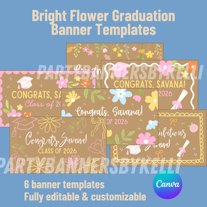 Bright Flower Graduation Banner Templates